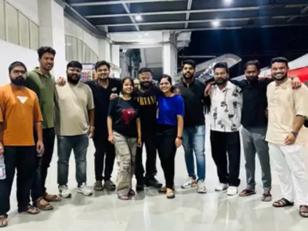 A large group of friends gathered to see Abhishek off